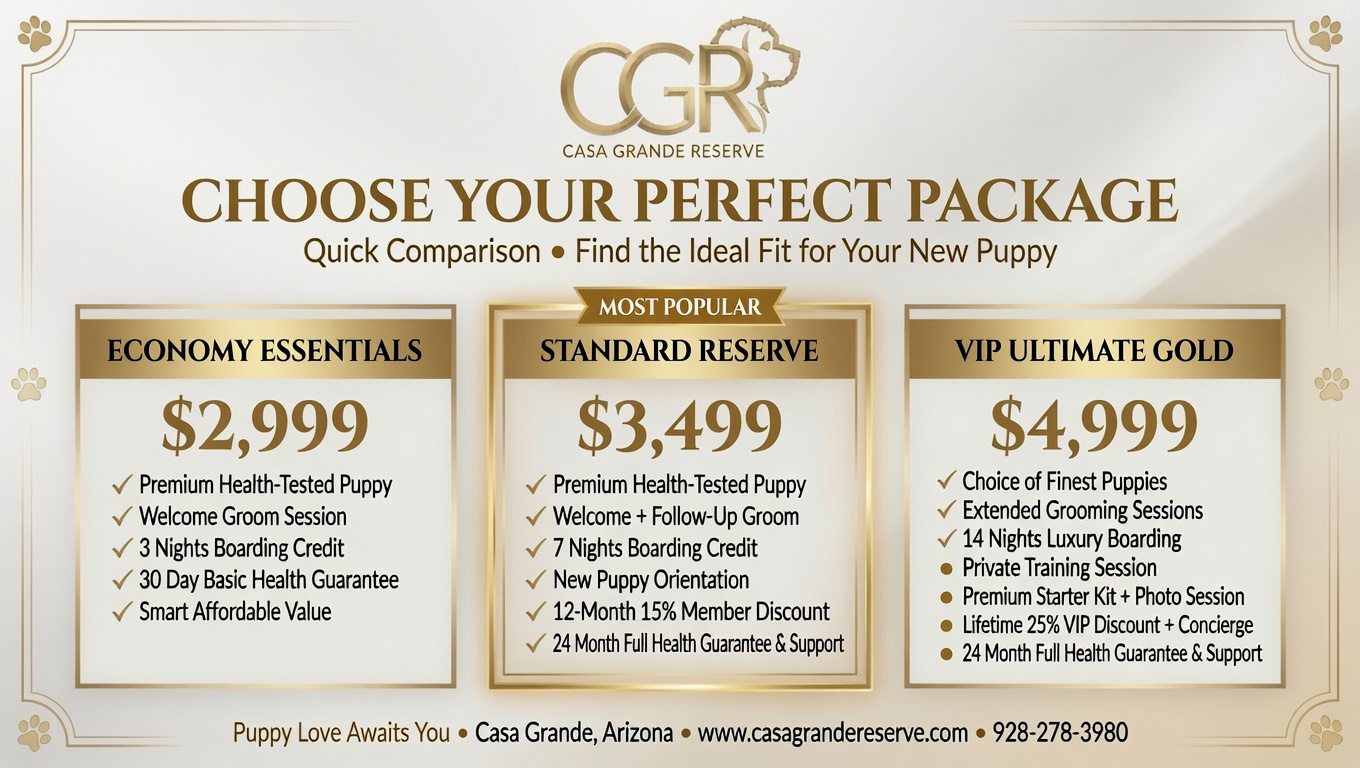 Casa Grande Reserve Package Comparison Marketing Graphic